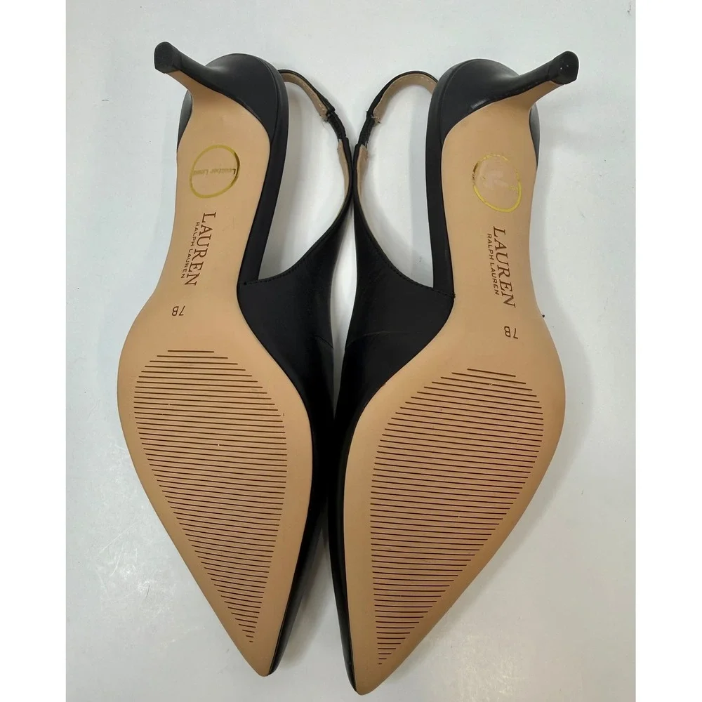Lauren Ralph Lauren Lolah II Slingback Pump Black Burnished Calf Size 7 B